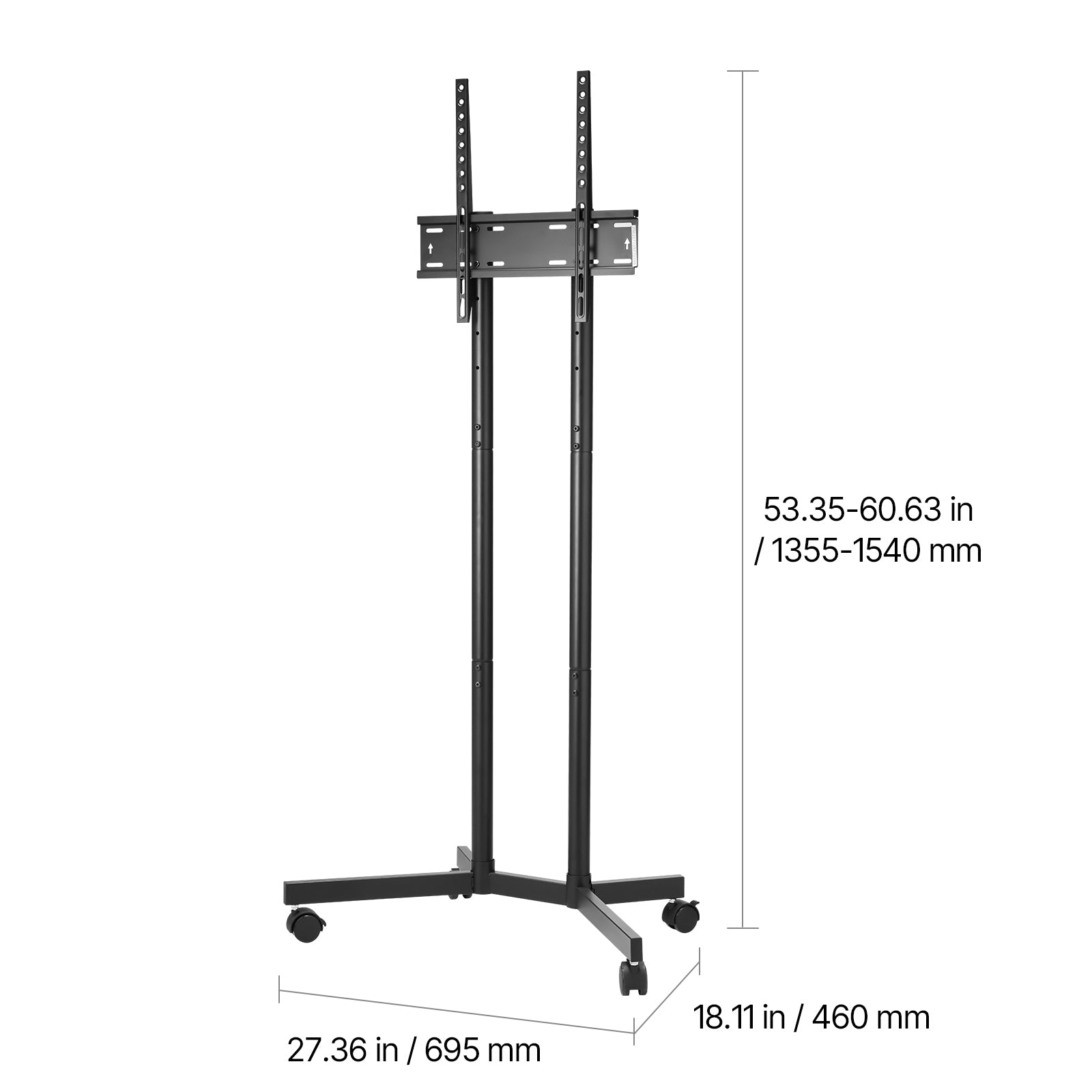 Rolling TV Stand, Mobile TV Cart for 32 65 Inch Screens, Height Adjustable, Portable Monitor Stand with Wheels Holds up to 88 lbs for Living Room, Bedroom, Office, Outdoor, Max VESA 400x400mm