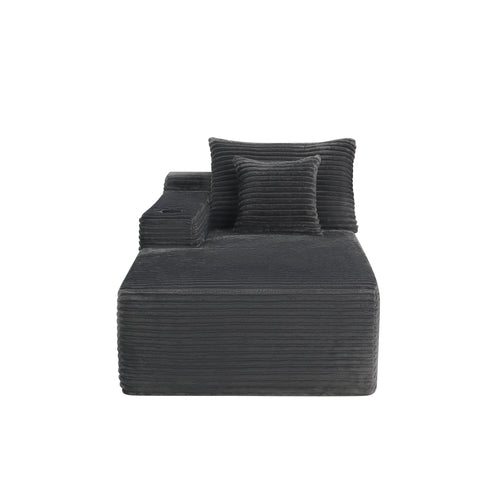 37.5 inch left chaise longue with grey black velvet, cup holder, flexible matching, mainly for living room use.