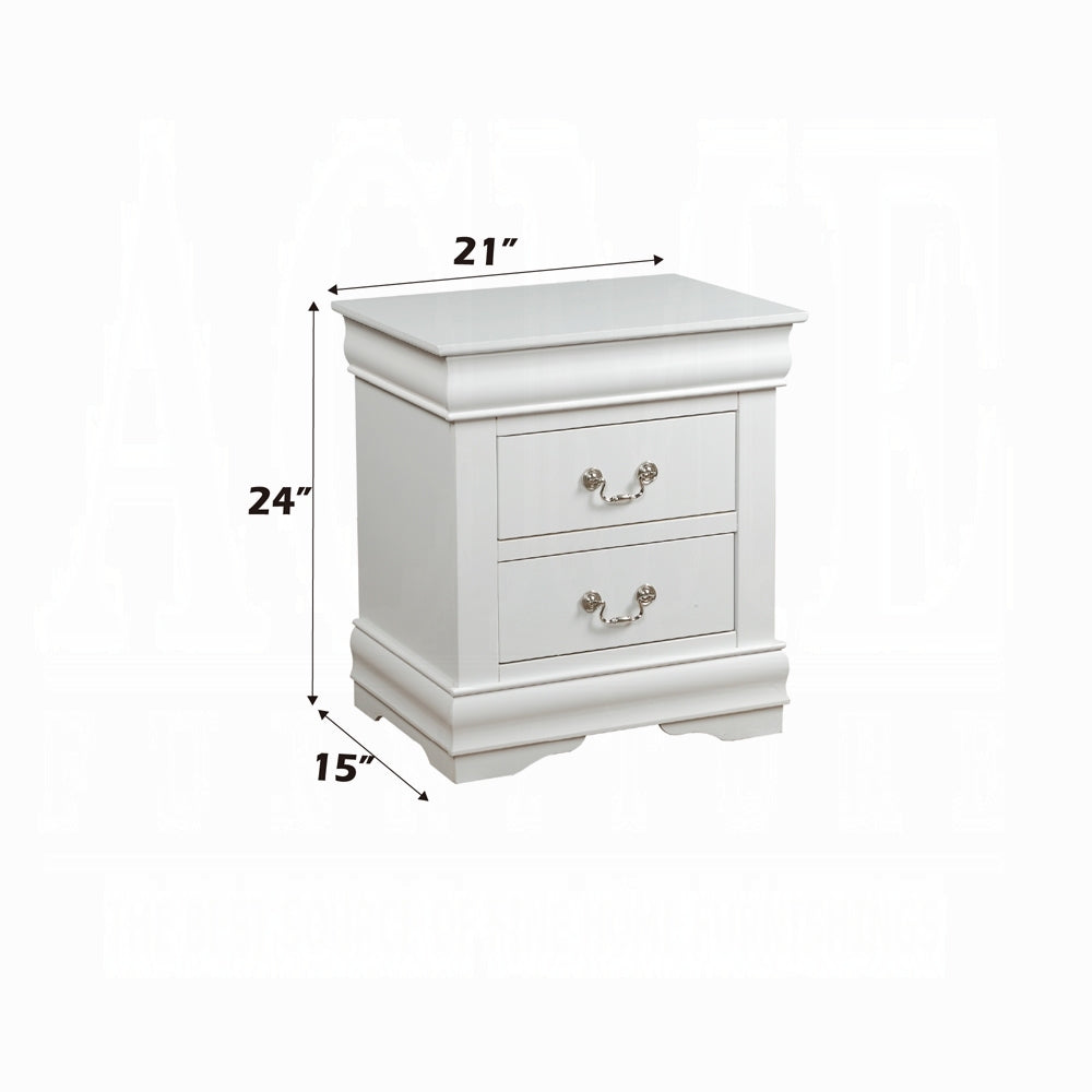 1pc Traditional Classic White Finish 2 Drawers Nightstand Wooden Bedroom Furniture