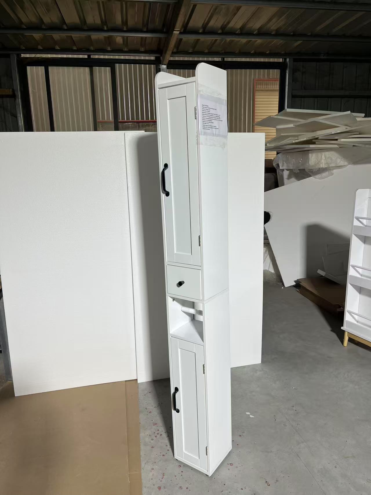 67.51" Tall Bathroom Storage Cabinet with Adjustable Shelves,Slim 2 Doors Freestanding Cabinet with Anti Tip, Open compartments, for Home, Small Spaces, Bathroom,Kitchen, Living Room, White