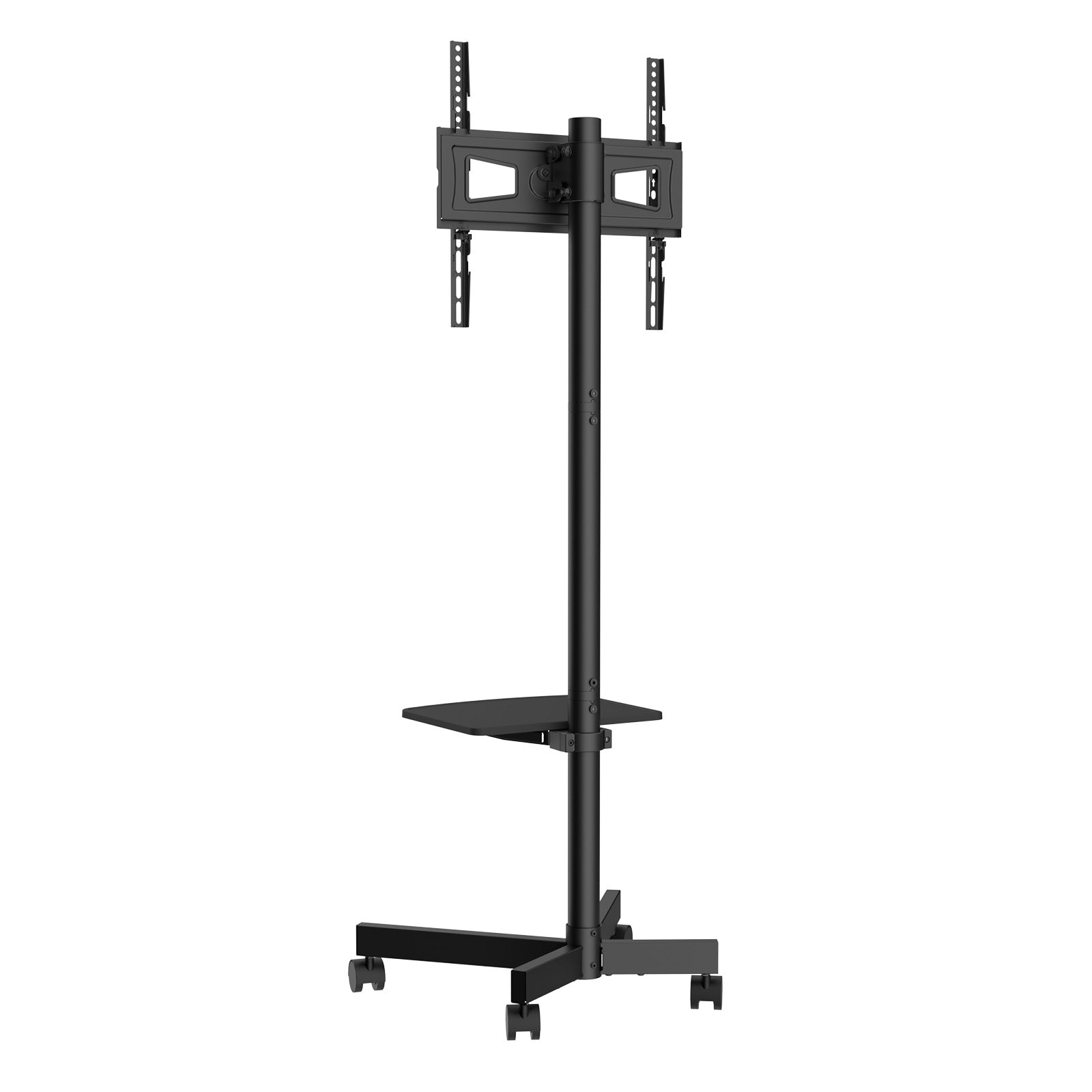 Mobile TV Stand, Mobile TV Cart for 23 to 60 inch TVs, Height Adjustable Portable TV Stand with Wheels, with A Tray for Audio Visual Devices, Rolling TV Stand with Mount for Bedroom, Living Room