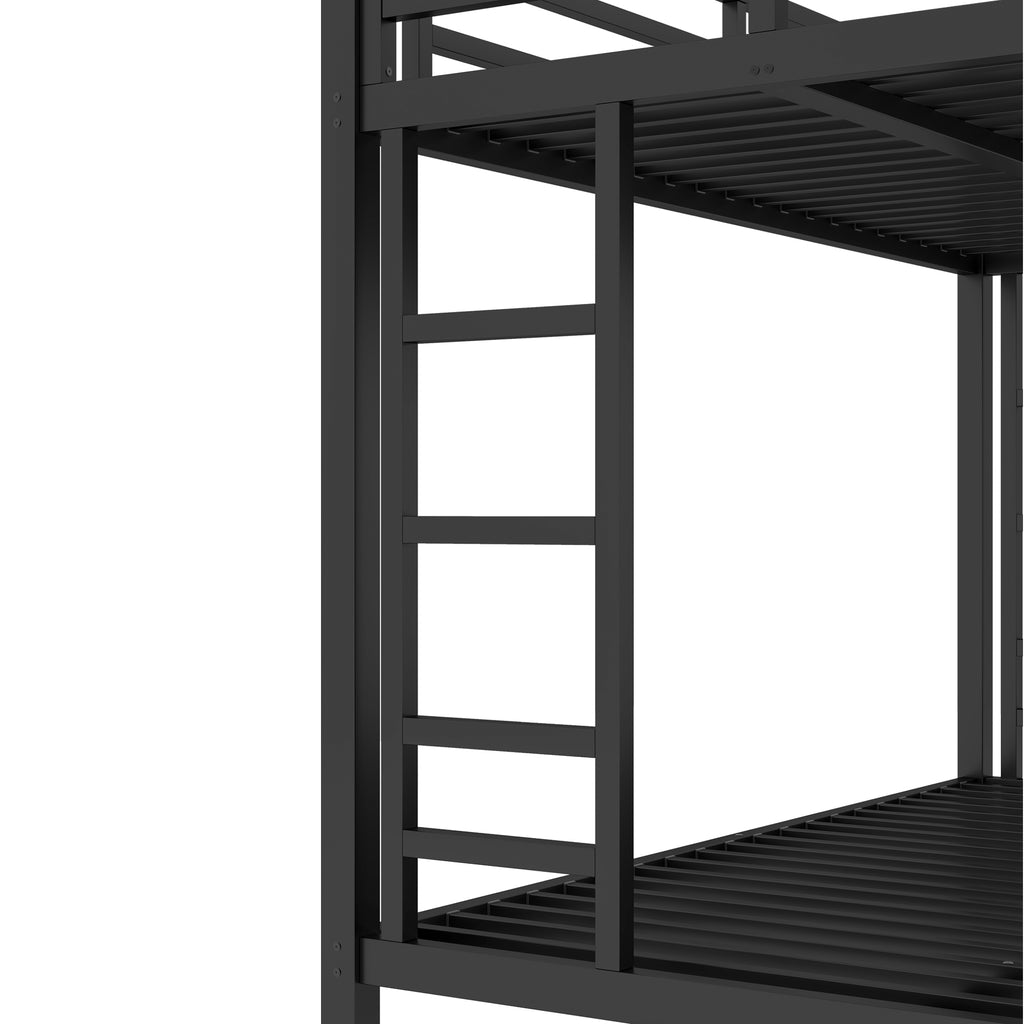 Metal Twin over Full Bunk Bed for Teens and Adults,Space Saving Noise Reduced No Box Spring Needed, Black