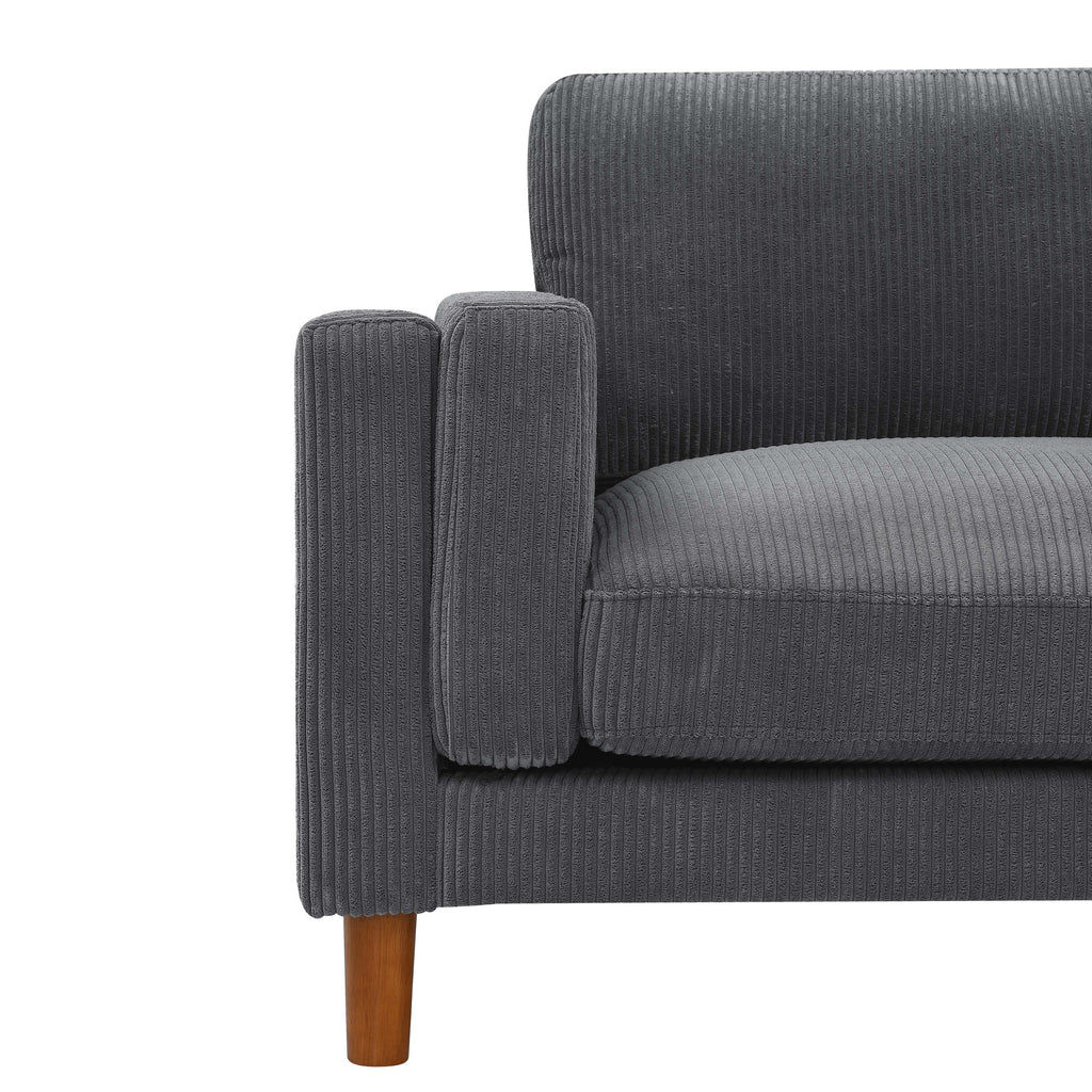 Corduroy Upholstered Square Arm Sofa with Wooden Legs