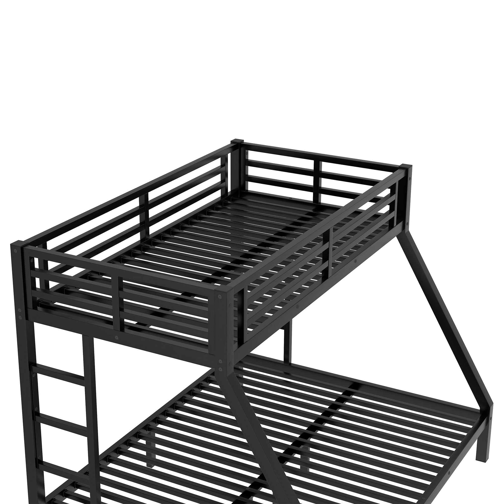 Metal Twin XL over Queen Bunk Bed for Teens and Adults,Space Saving Noise Reduced No Box Spring Needed,Black
