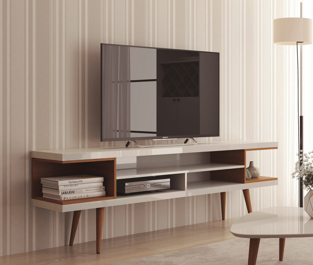 TV Stand in Maple Cream and White