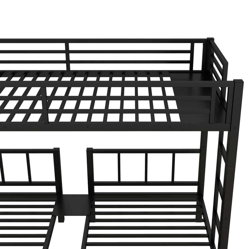 Twin over Twin & Twin Bunk Beds for 3, Twin XL over Twin & Twin Bunk Bed Metal Triple Bunk Bed, Black