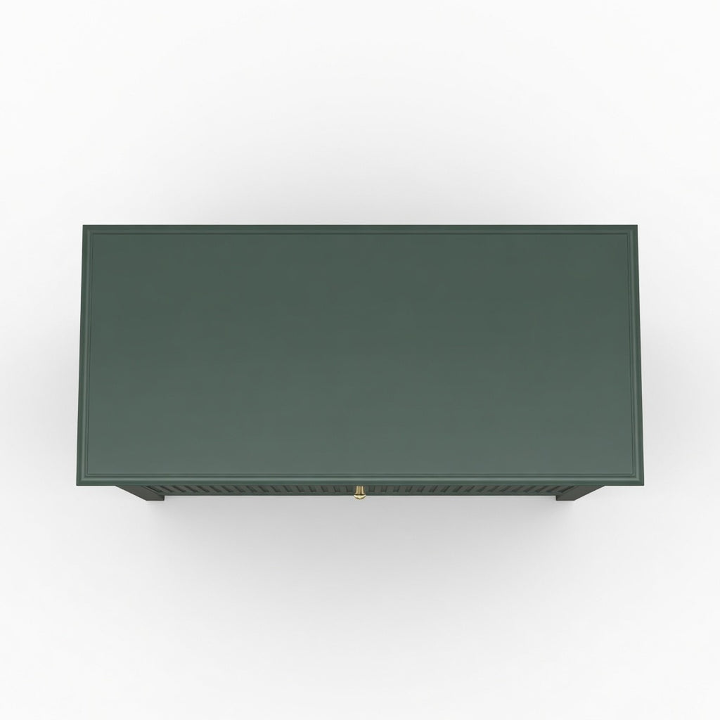 32" Wide Green Fluted 3 Drawer Nightstand, Large Modern Bedroom End Table