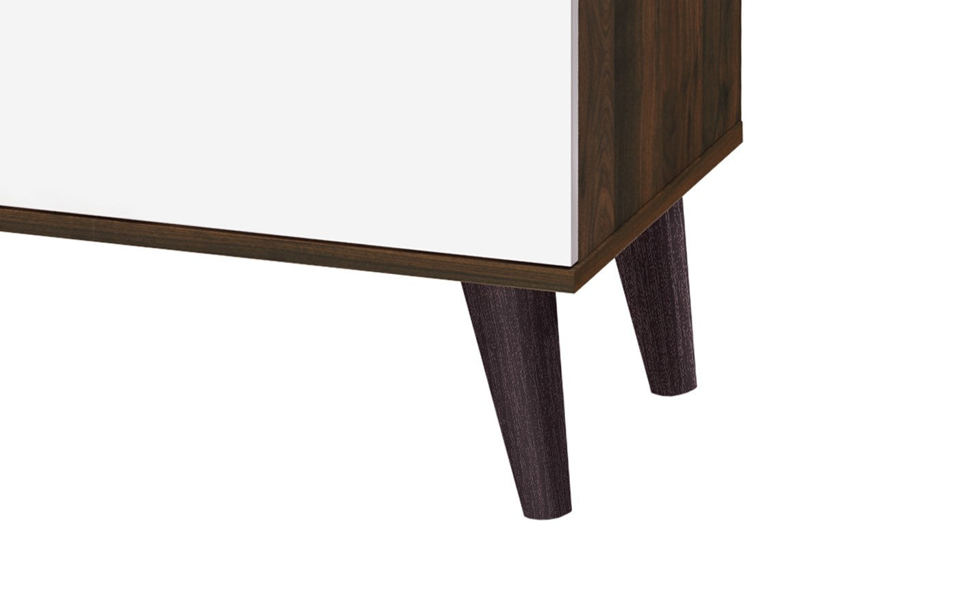 Amidon TV Stand for TVs up to 63", with 2 Storage Shelves& 1 Cabinet, Modern Entertainment Centre for TV in Living Room in Walnut White