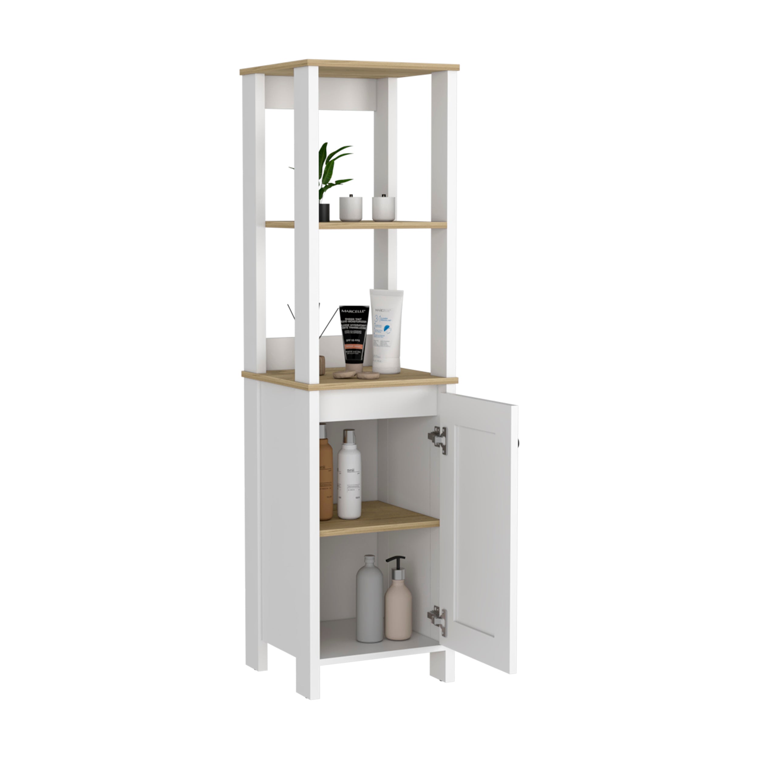 St. Clair Linen Cabinet, Two Interior Shelves, Two Open Shelves, Single Door