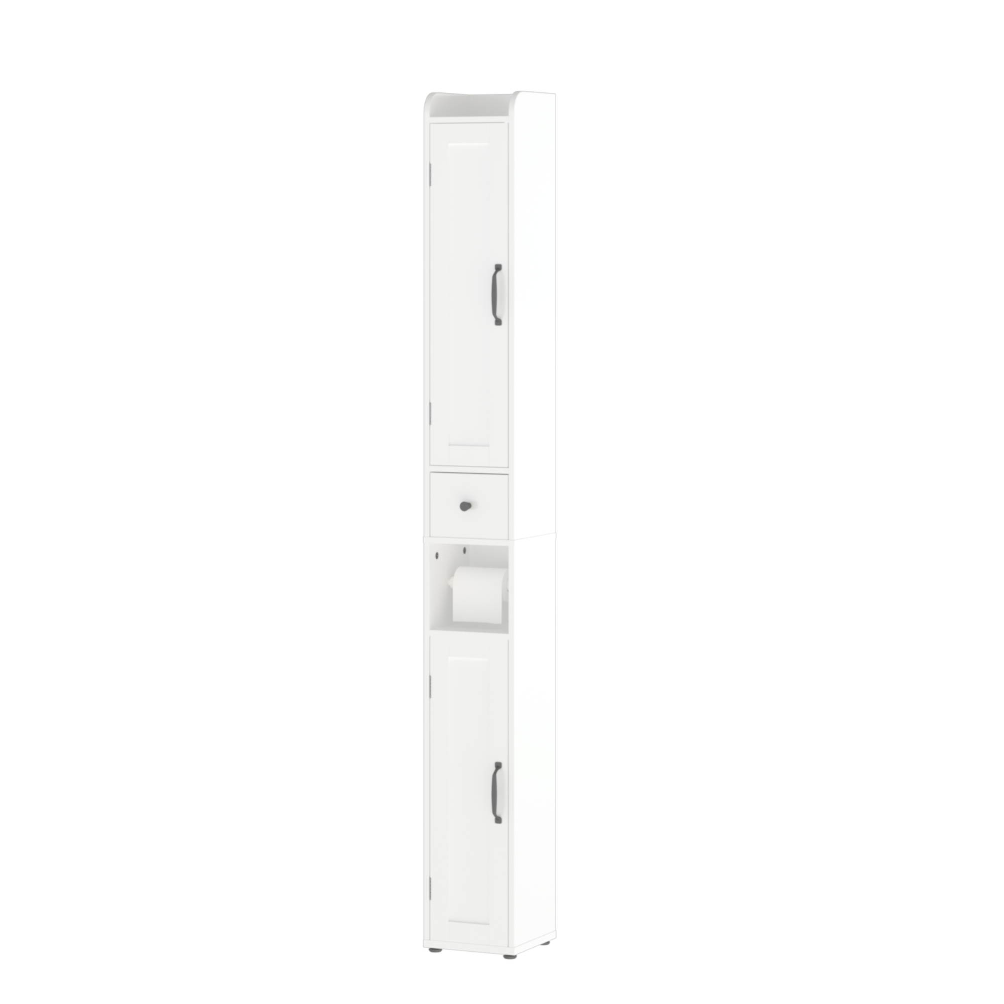 67.51" Tall Bathroom Storage Cabinet with Adjustable Shelves,Slim 2 Doors Freestanding Cabinet with Anti Tip, Open compartments, for Home, Small Spaces, Bathroom,Kitchen, Living Room, White