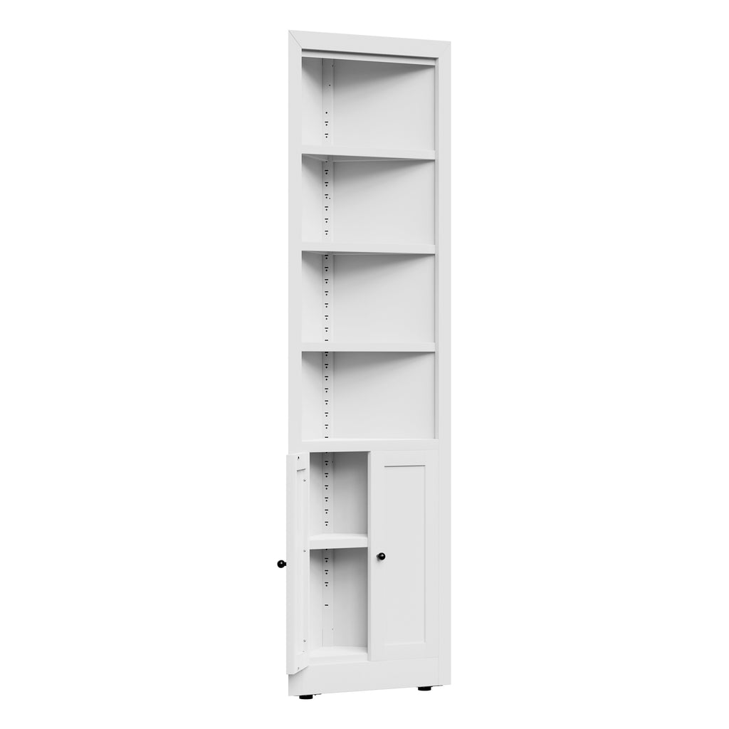 71" Tall Corner Storage Cabinet with 2 Doors, 5 Tier Metal Cabinet with Adjustable Shelves, Freestanding Kitchen Storage for Pantry, Living Room, Bathroom, Laundry Room, Space Saving Furniture, White